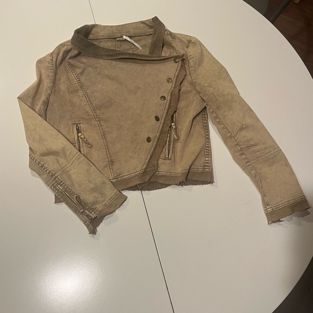 Free People Cowl Neck distressed jacket